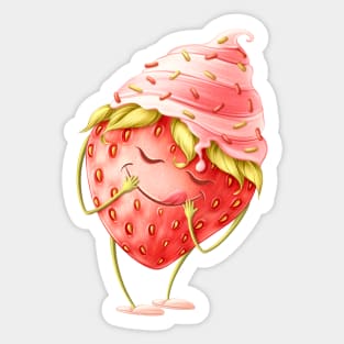 Strawberry with ice cream Sticker